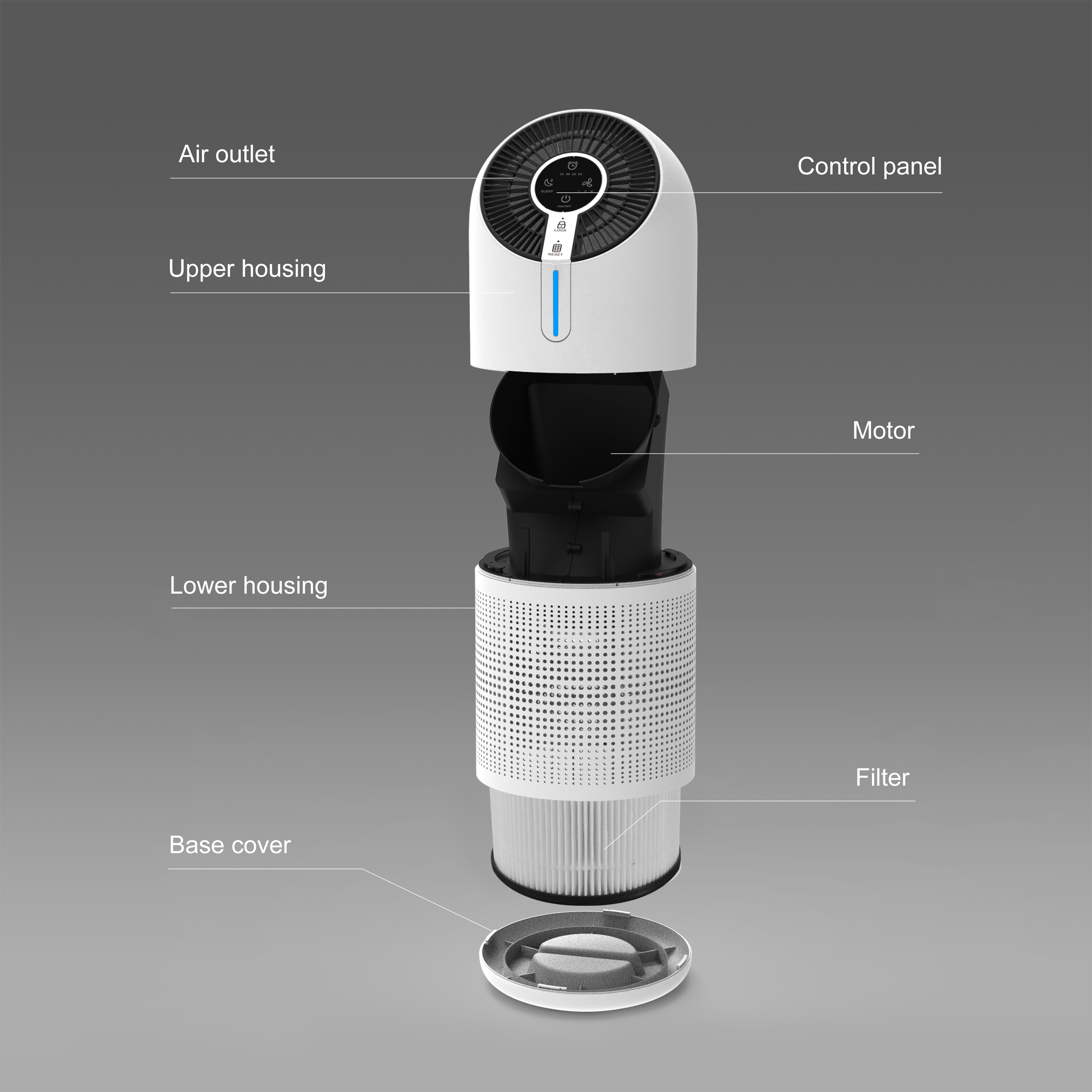 Composite Pm2.5 Medical Desktop Luftreiniger